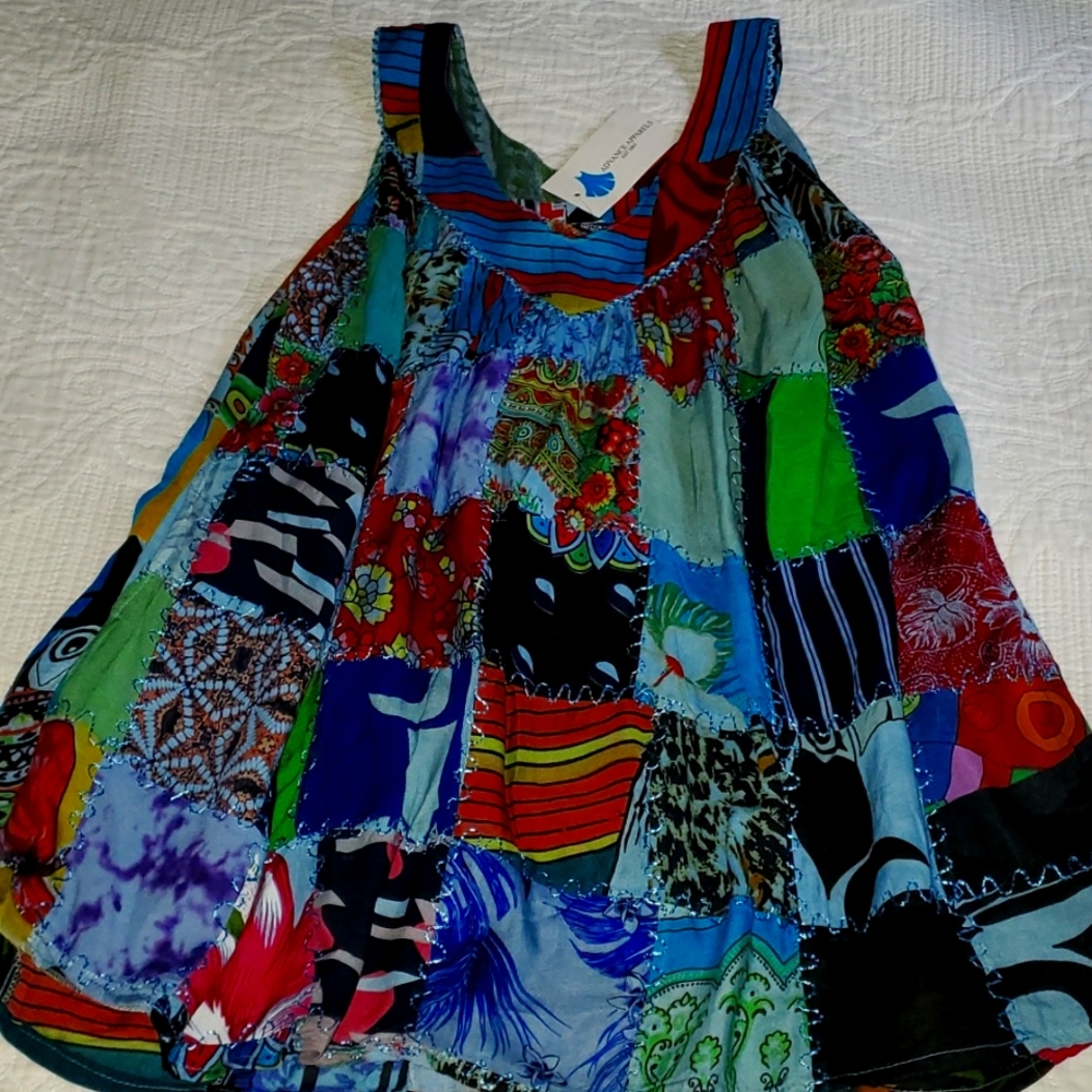 Artisan Advance Apparel Patchwork Tank Tunic NWT OS - Picture 1 of 6
